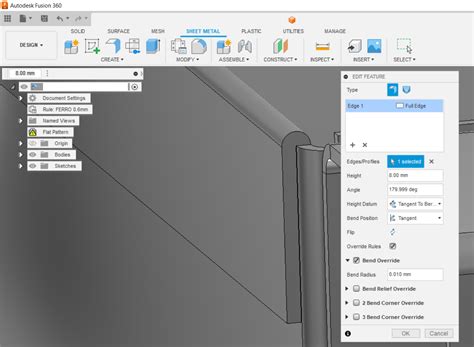 convert to sheet metal fusion 360|fusion 360 sheet metal hem.